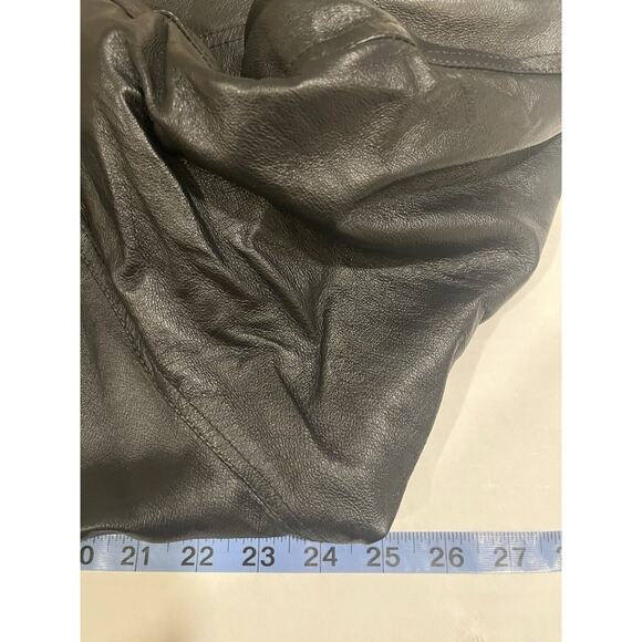 VTG Tribeca Studio Women's Black Leather Blazer Jacket L Button Front Mid Lined - Picture 10 of 11